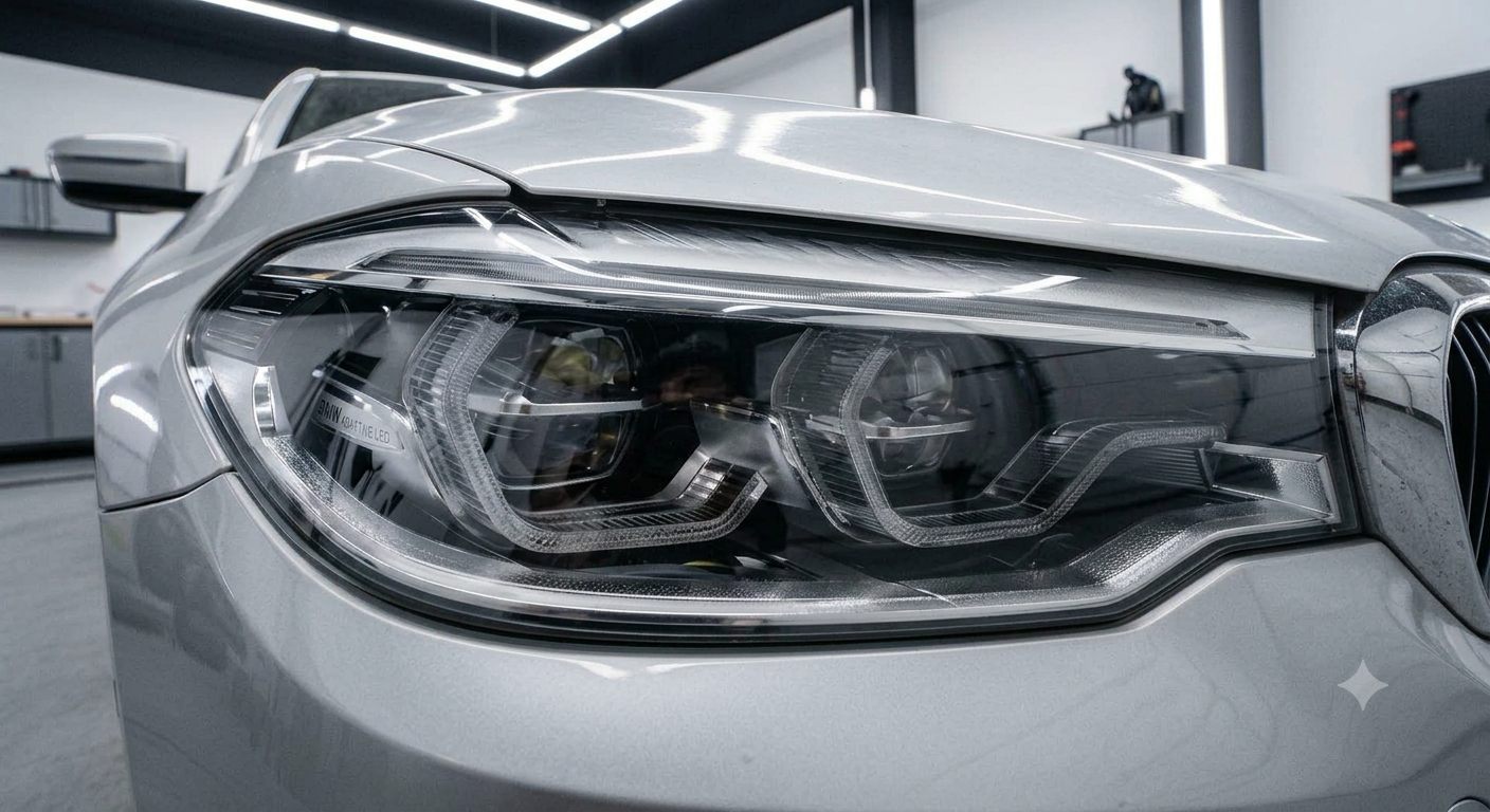 BMW far posle polimerizacije — kristalno čist i proziran